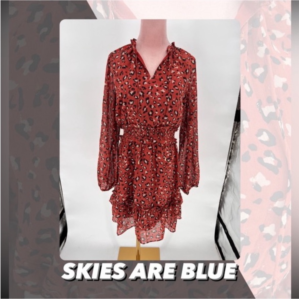 EUC Skies Are Blue Leopard Print Mini Dress